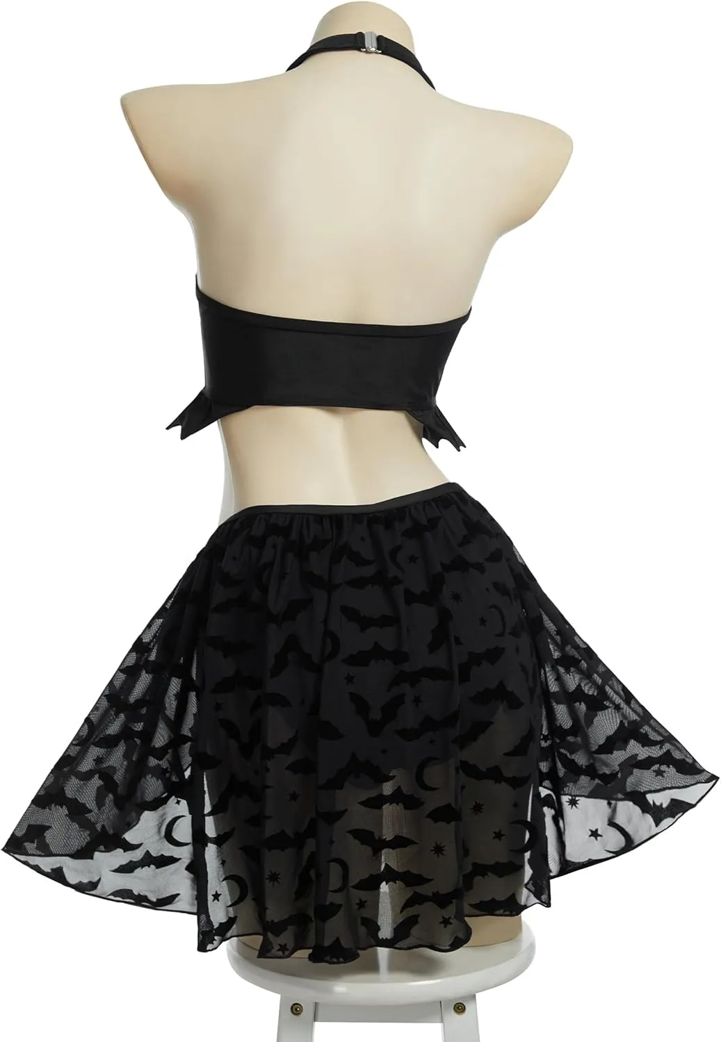 MEOWCOS Goth Bikini Swimsuit Bat - Pattern Printed Bathing Suit Dark Style Gothic Swimsuit