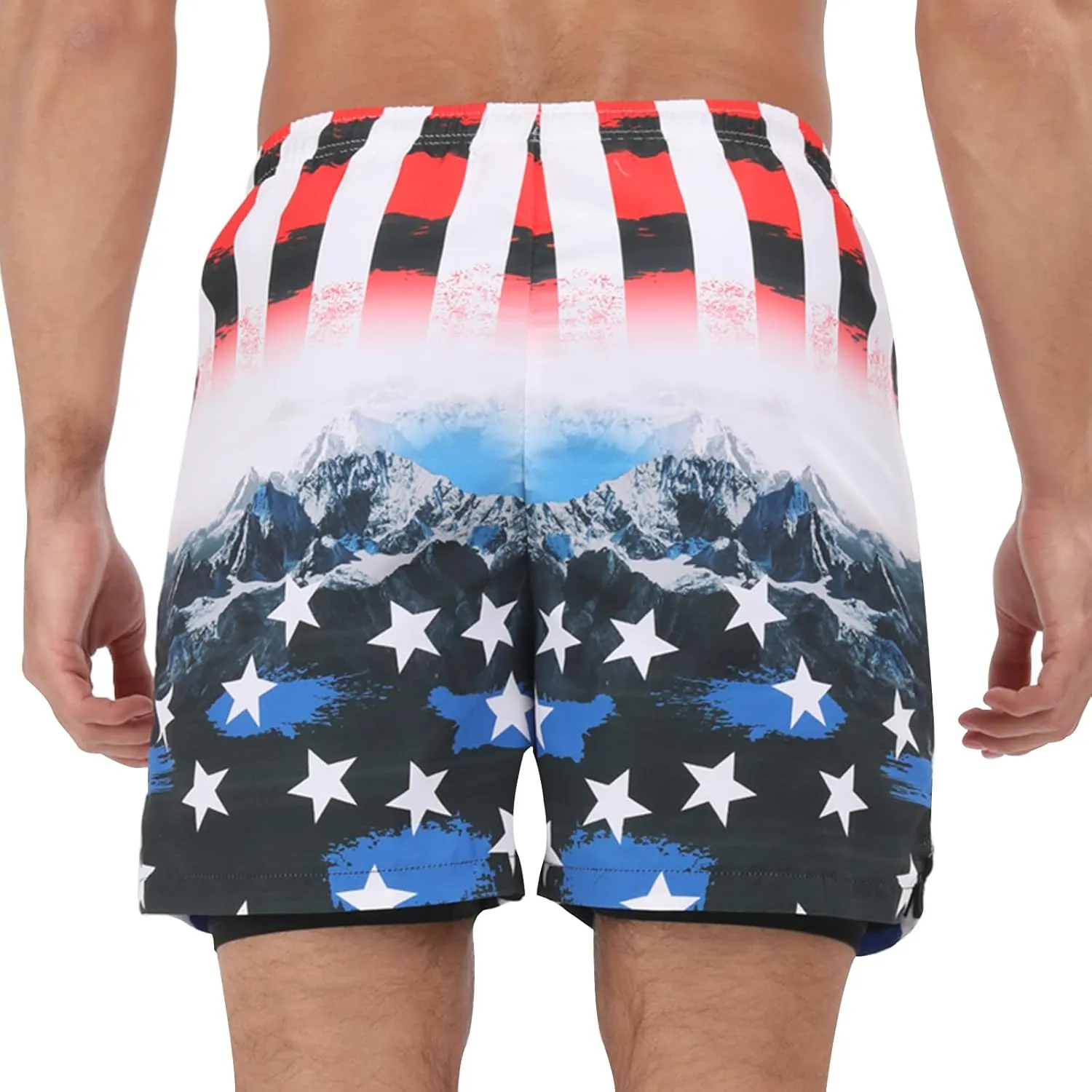 Muscle Killer Men's Swim Trunks with Compression Liner 2 in 1 Board Beach Shorts Quick Dry Swimwear Bathing Suits Swim Short