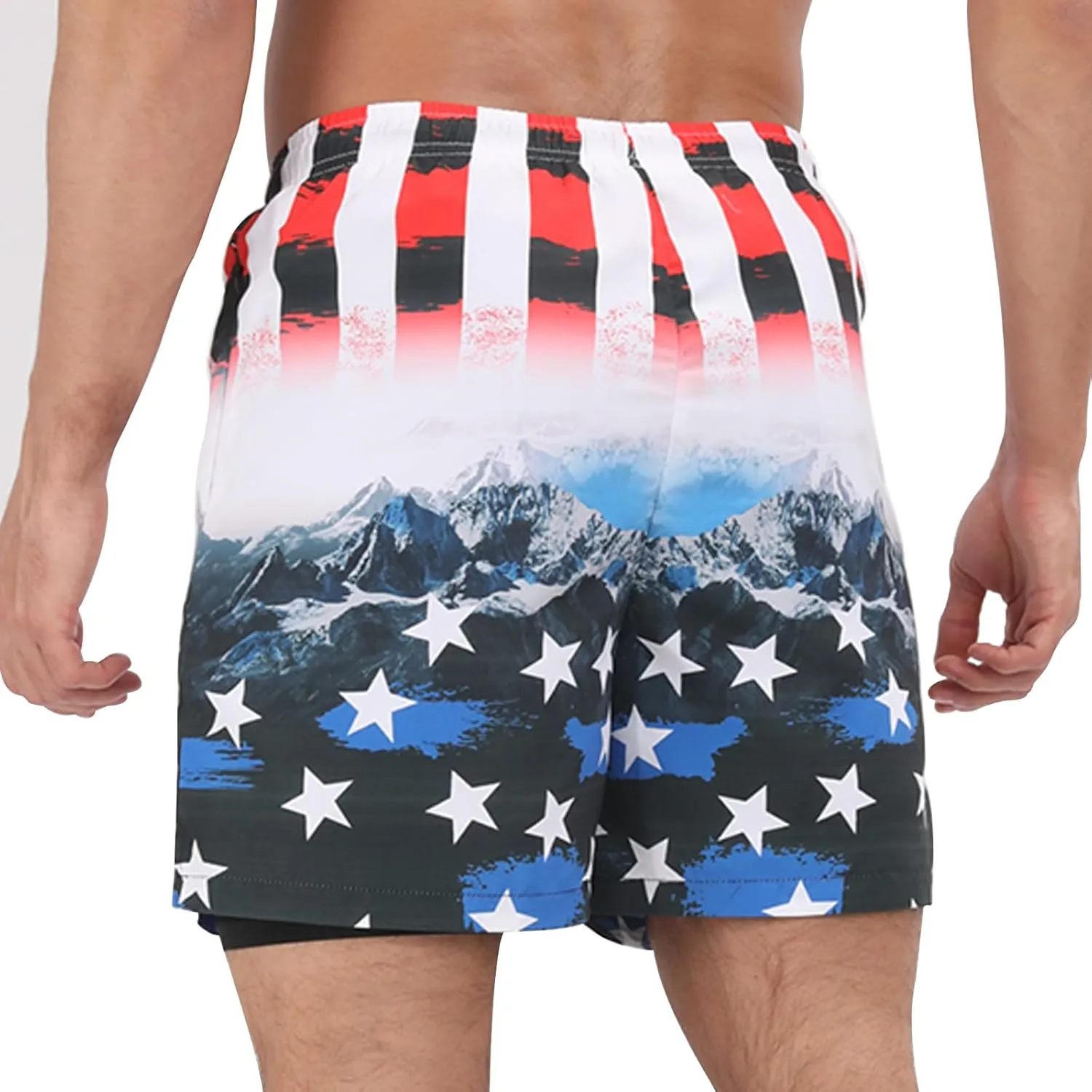 Muscle Killer Men's Swim Trunks with Compression Liner 2 in 1 Board Beach Shorts Quick Dry Swimwear Bathing Suits Swim Short