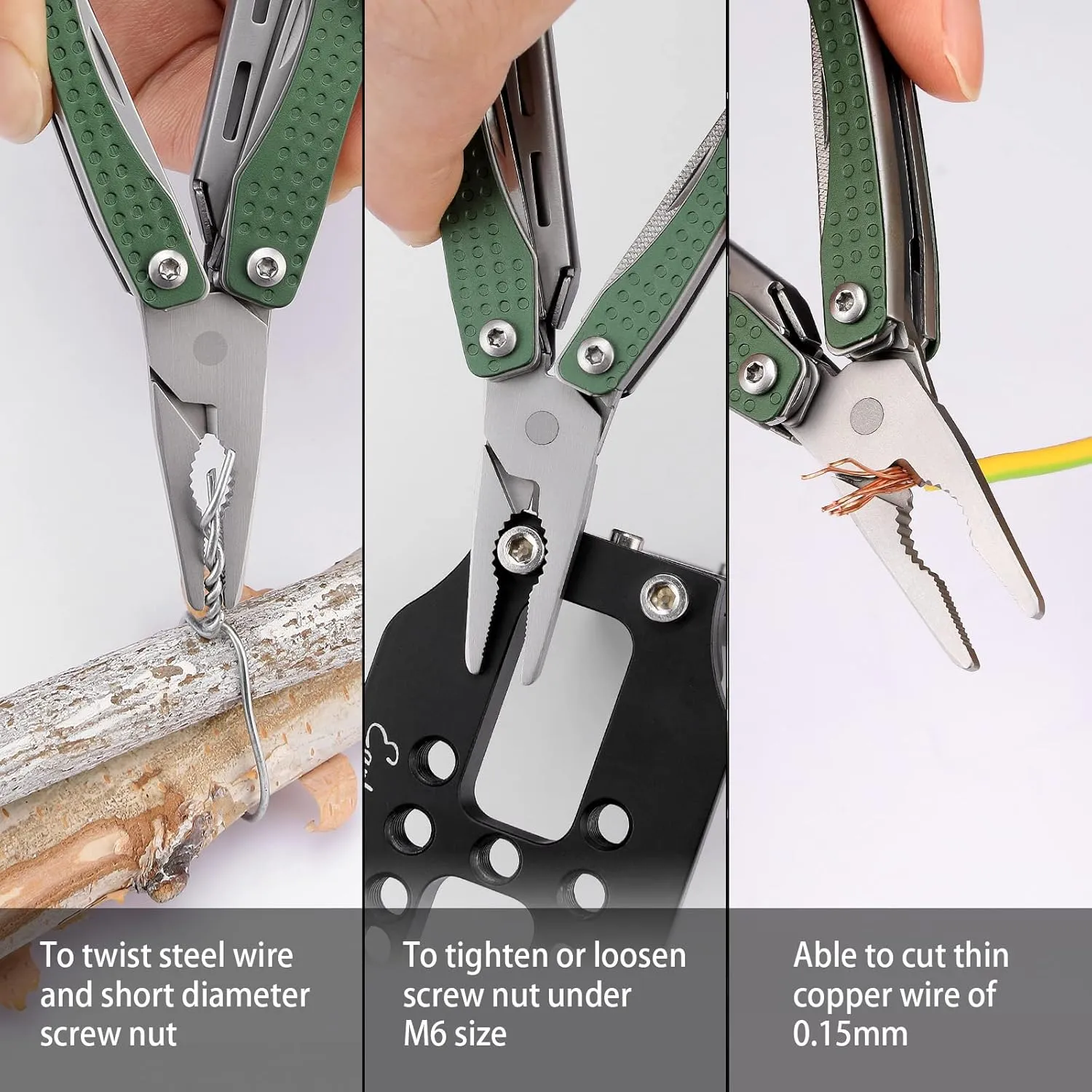 Nextool EDC Keychain Multitool, 10 in 1 Mini Pocket Knife Multi Tool with Needlenose Pliers, Scissors, Mini Useful Cool Gadgets for Men, Father's Day Gifts from Daughter-Green
