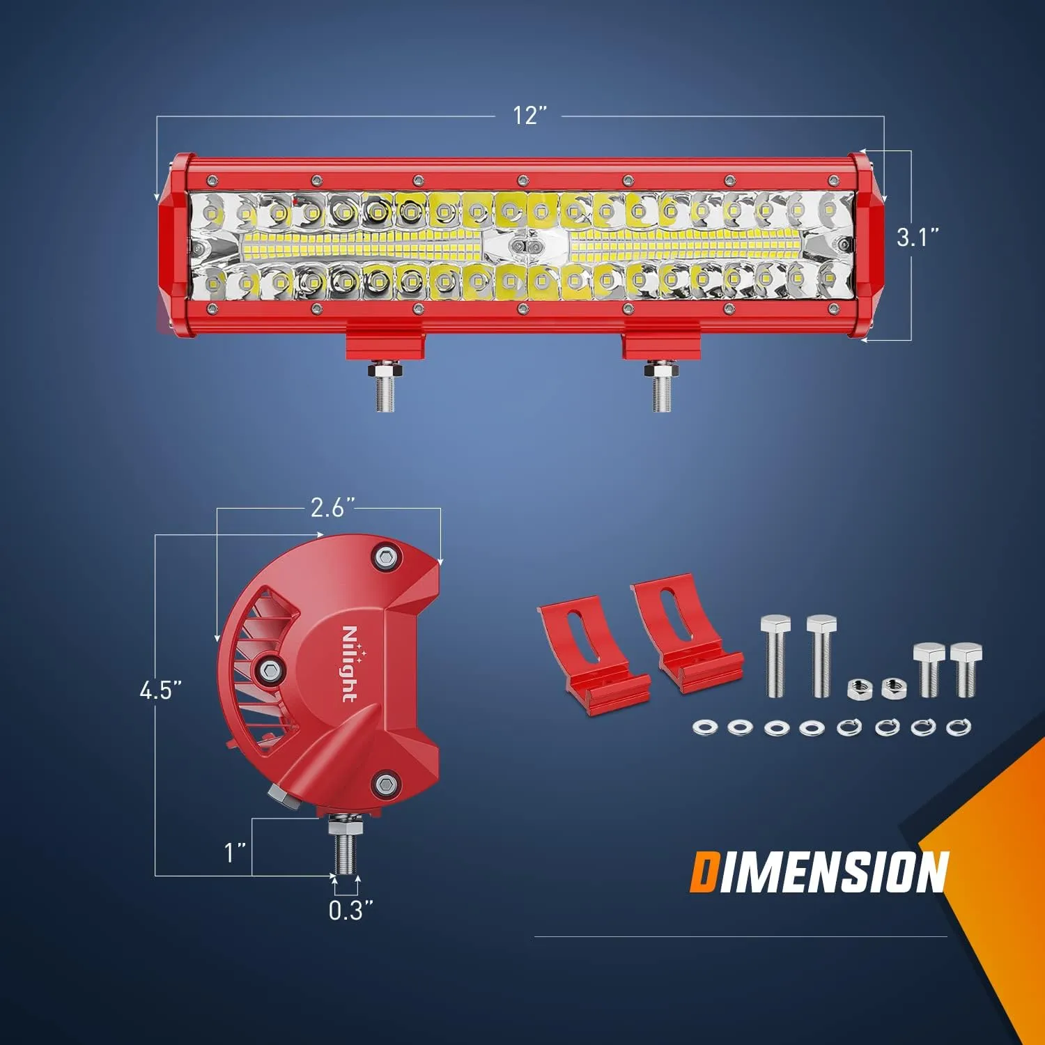 Nilight LED Light Bar 12 Inch Triple Row Spot Flood Combo Lights with Wiring Harness Kit for Fog Driving Work Lighting on Off-Road Truck SUV ATV UTV