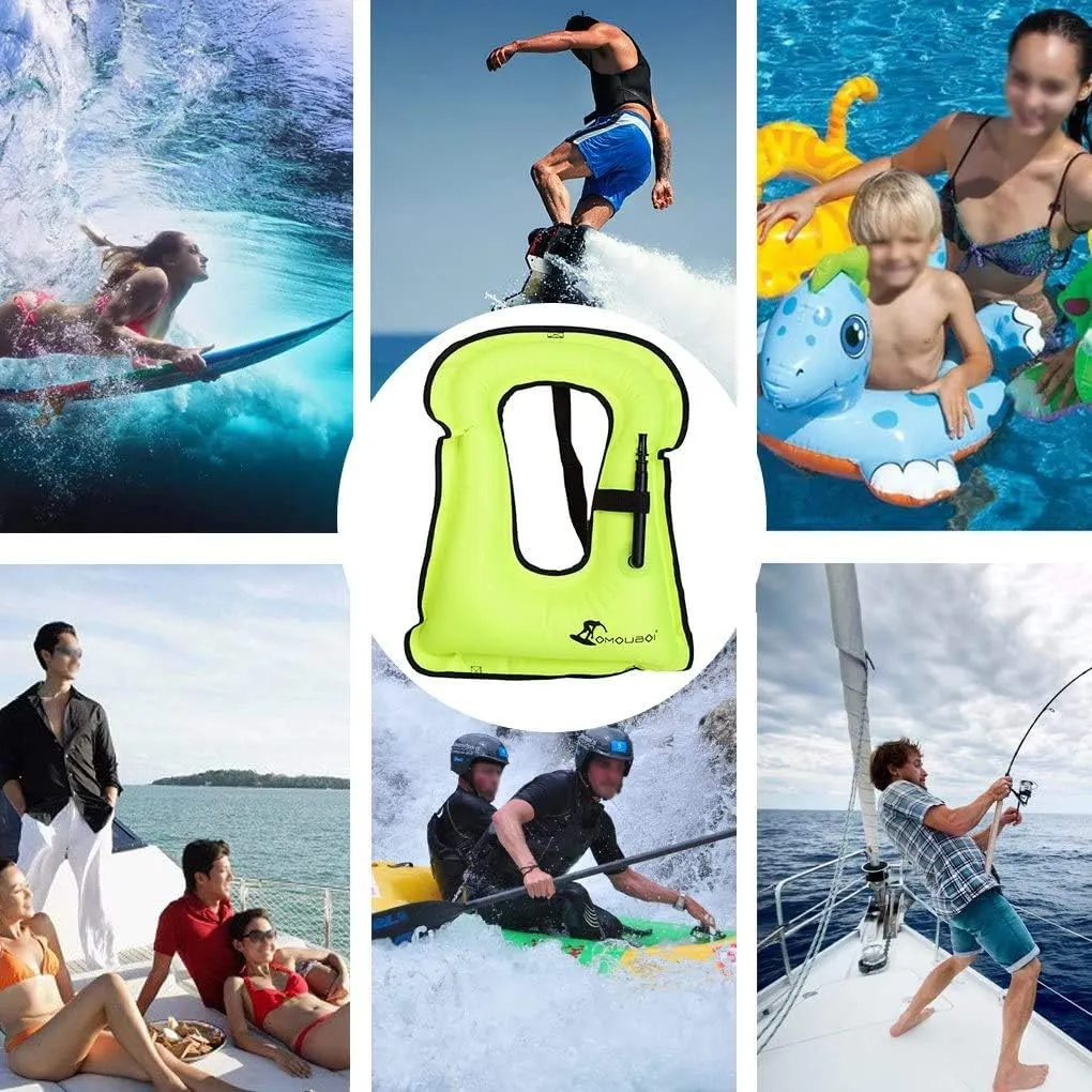 OMOUBOI Inflatable Snorkel Vest Kayak Swim Vest for Adults Snorkel Vests Inflatable Buoyancy Jacket Portable Diving Jackets Swimming Vests for Snorkeling Water Sports Beginner Adults-Only (96-220 lbs)