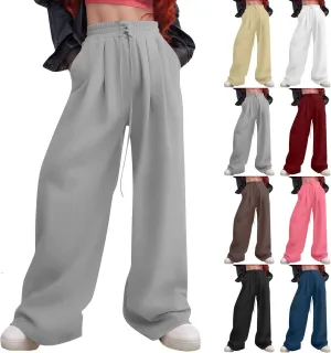 Oversized Wide Leg Sweatpants Women Baggy Y2K High Waisted Fleece Jogger Pants Trendy Cute Sweat Pants with Pockets