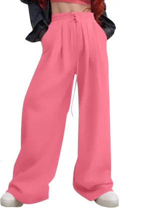 Oversized Wide Leg Sweatpants Women Baggy Y2K High Waisted Fleece Jogger Pants Trendy Cute Sweat Pants with Pockets