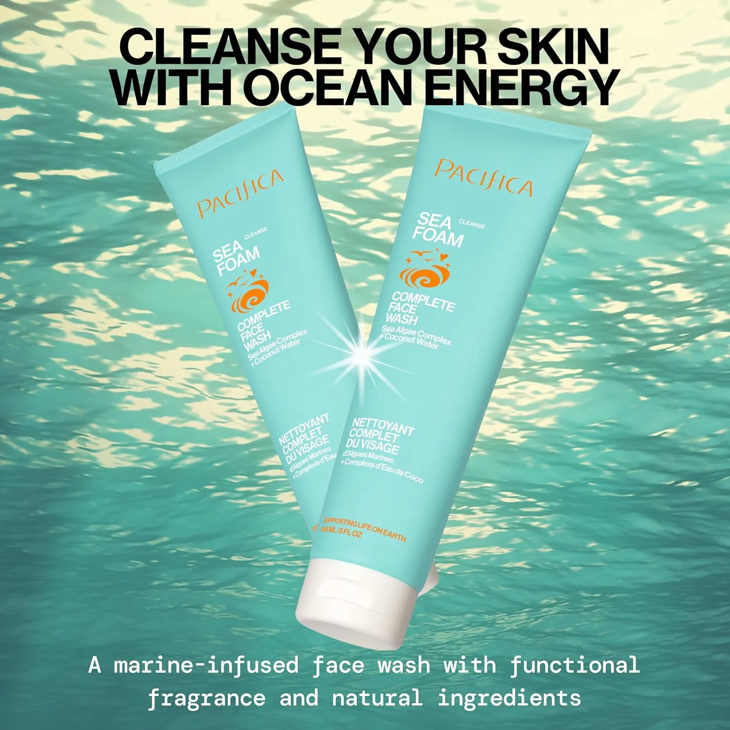 Pacifica Beauty Sea Foam Face Cleanser, Daily Gentle Foaming Face Wash, With Coconut Water   Sea Algae Complex, Removes Makeup, For Combination and Oily Skin, Vegan and Cruelty Free, Clean Skin Care
