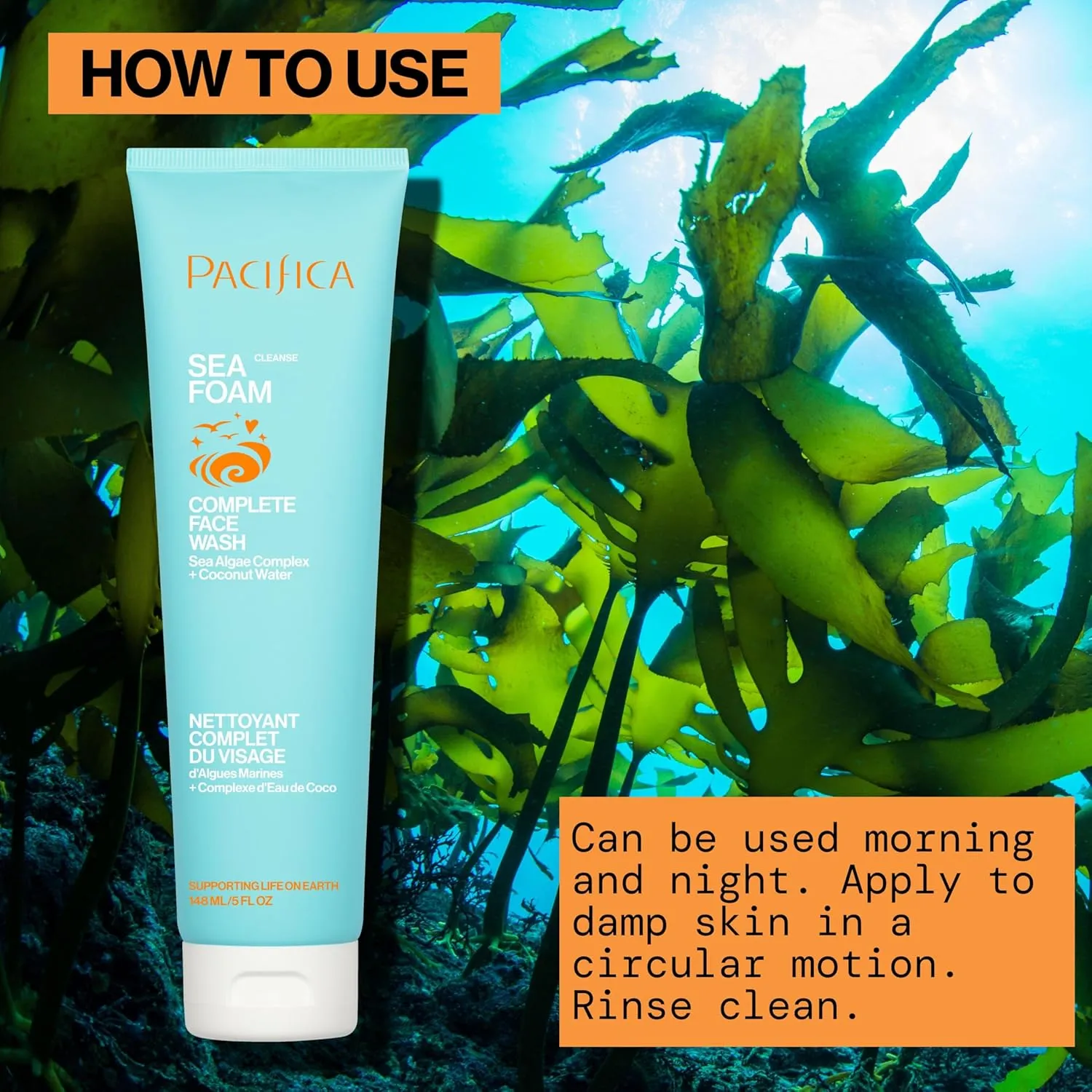 Pacifica Beauty Sea Foam Face Cleanser, Daily Gentle Foaming Face Wash, With Coconut Water   Sea Algae Complex, Removes Makeup, For Combination and Oily Skin, Vegan and Cruelty Free, Clean Skin Care