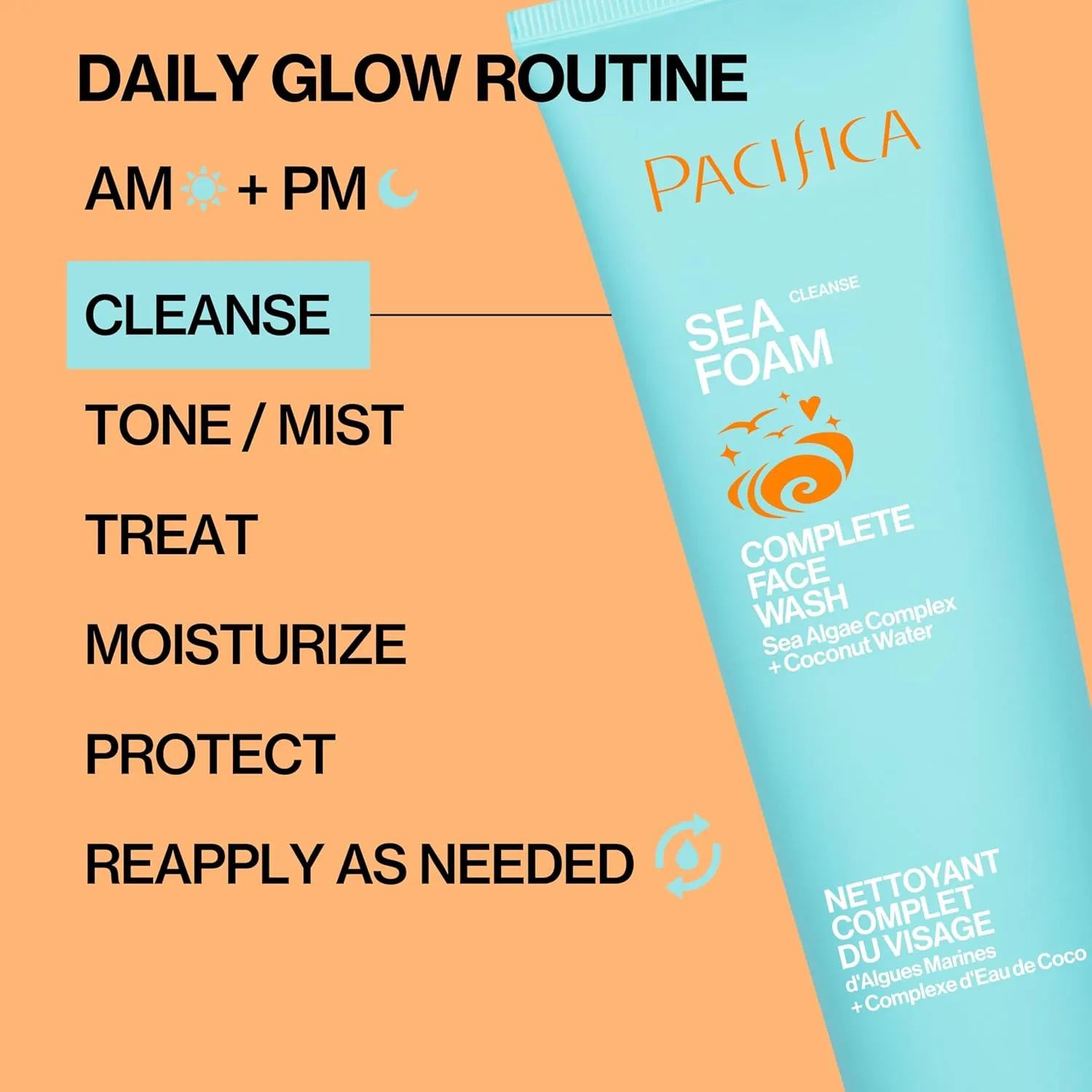 Pacifica Beauty Sea Foam Face Cleanser, Daily Gentle Foaming Face Wash, With Coconut Water   Sea Algae Complex, Removes Makeup, For Combination and Oily Skin, Vegan and Cruelty Free, Clean Skin Care