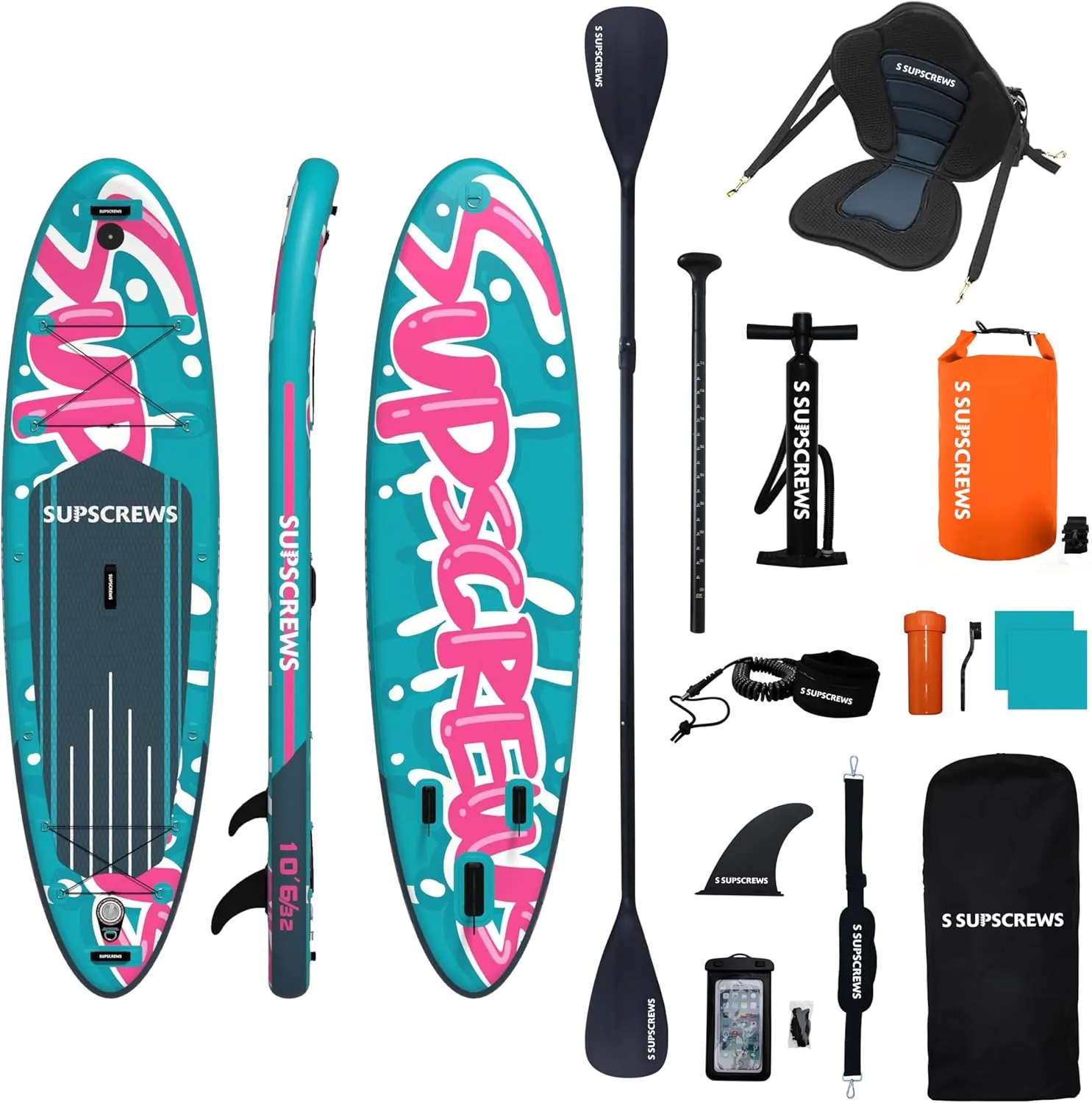 Paddle Boards for Adults, Inflatable Stand Up Paddle Board with 10'6 Inch SUP Board, Paddle, Pump, Backpack, Dry Bag, Ideal for All Skill Levels (Maximum Load 200 kg)