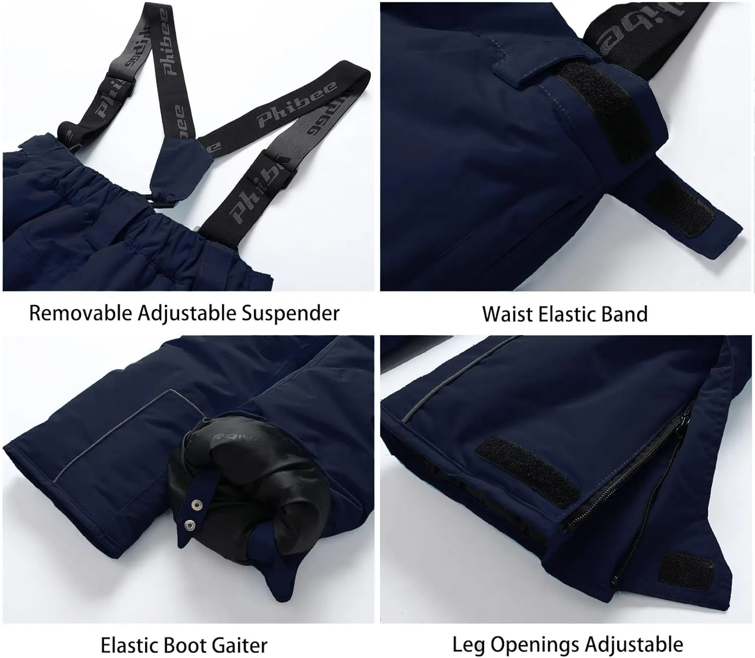 PHIBEE Boys' Waterproof Breathable Polyester Snowboard Ski Pants