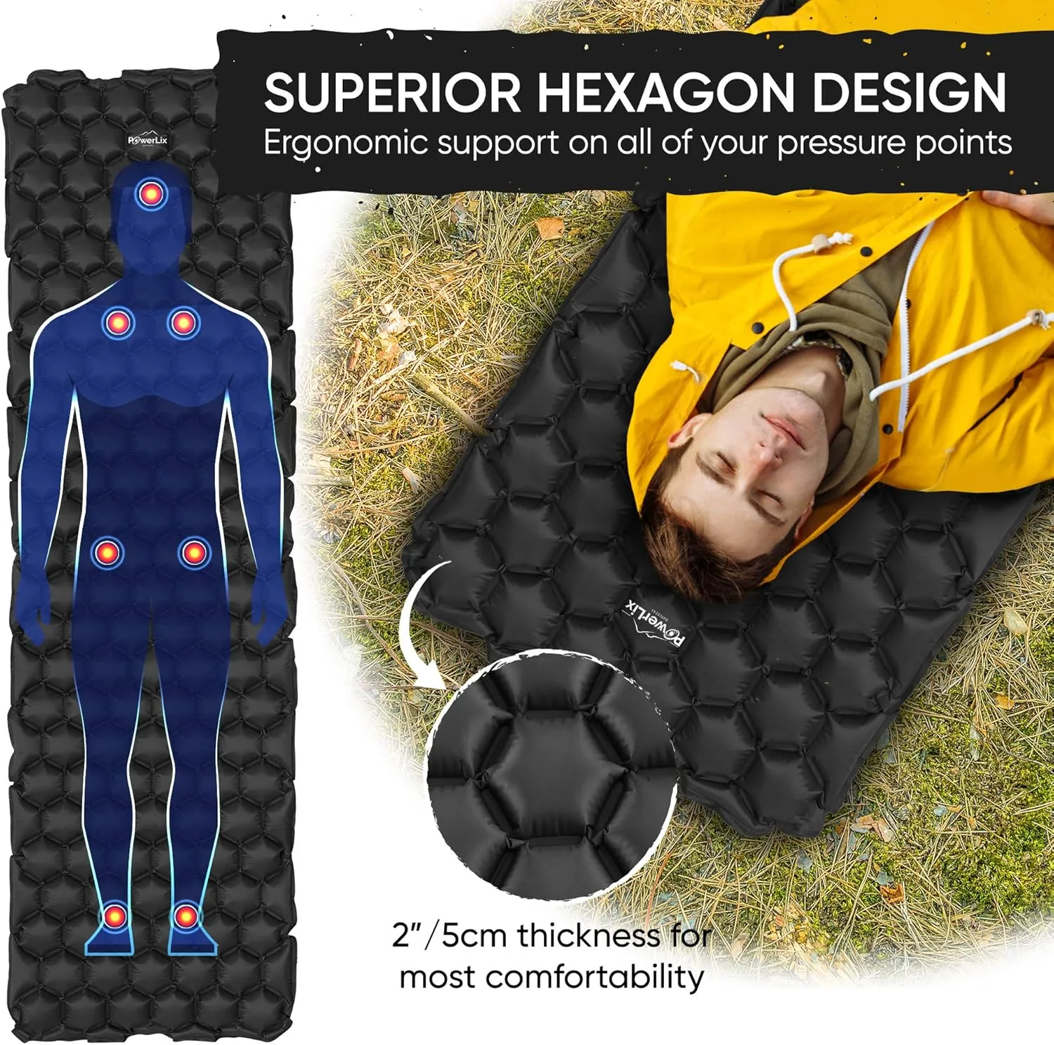 POWERLIX Ultralight Sleeping Pad for Camping with Inflating Bag Compact Lightweight Camping Mat, Outdoor Backpacking Hiking Traveling Airpad Camping Air Mattress Sleeping Mat