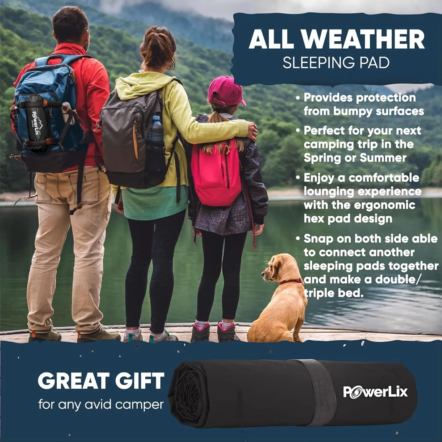 POWERLIX Ultralight Sleeping Pad for Camping with Inflating Bag Compact Lightweight Camping Mat, Outdoor Backpacking Hiking Traveling Airpad Camping Air Mattress Sleeping Mat