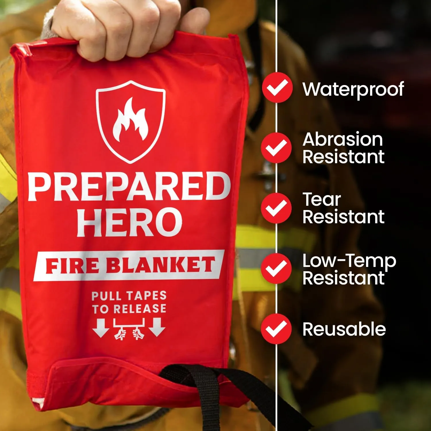 Prepared Hero Emergency Blanket - 1 Pack - Fiberglass Fire Suppression Blanket for Kitchen, Home 39 x 39