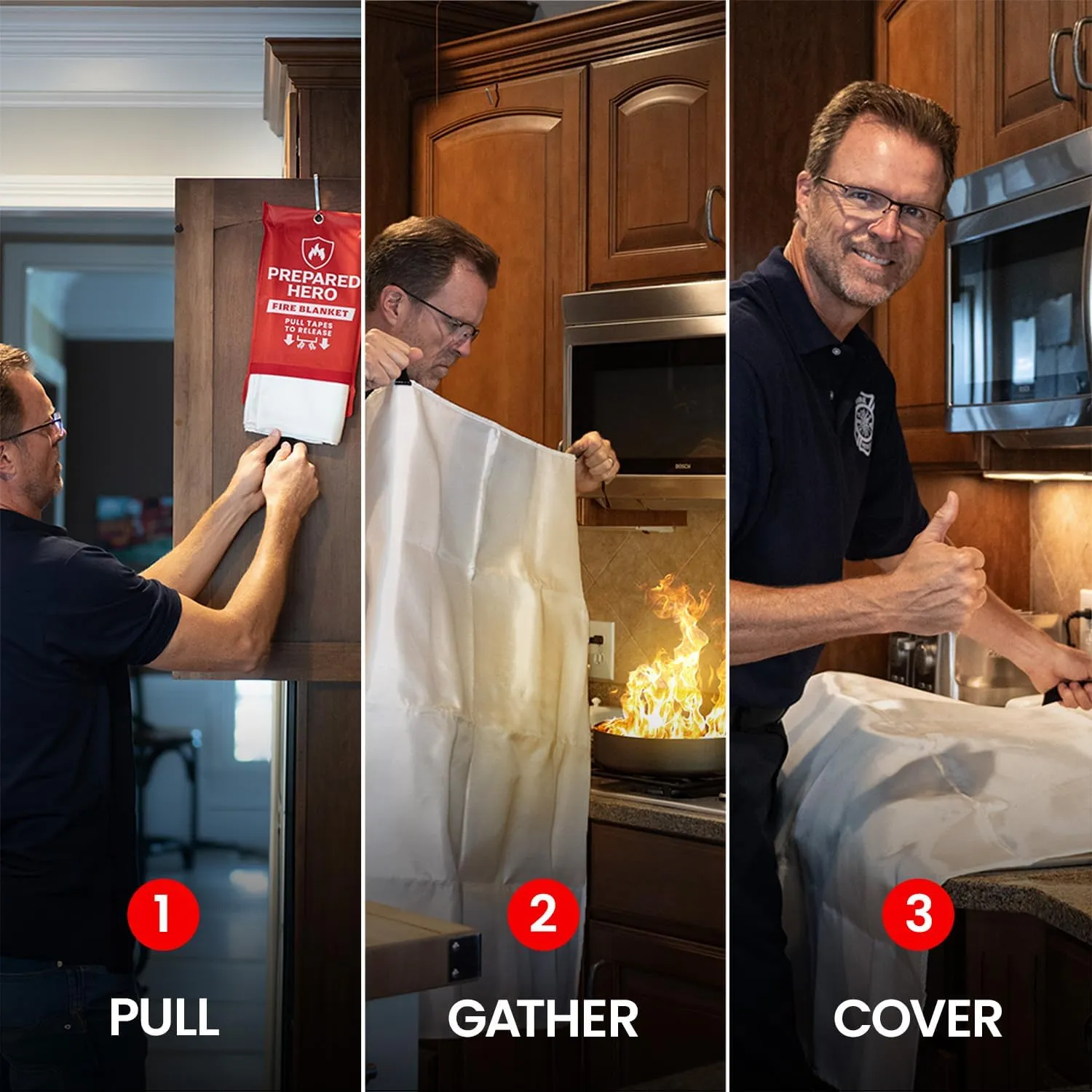 Prepared Hero Emergency Blanket - 1 Pack - Fiberglass Fire Suppression Blanket for Kitchen, Home 39 x 39