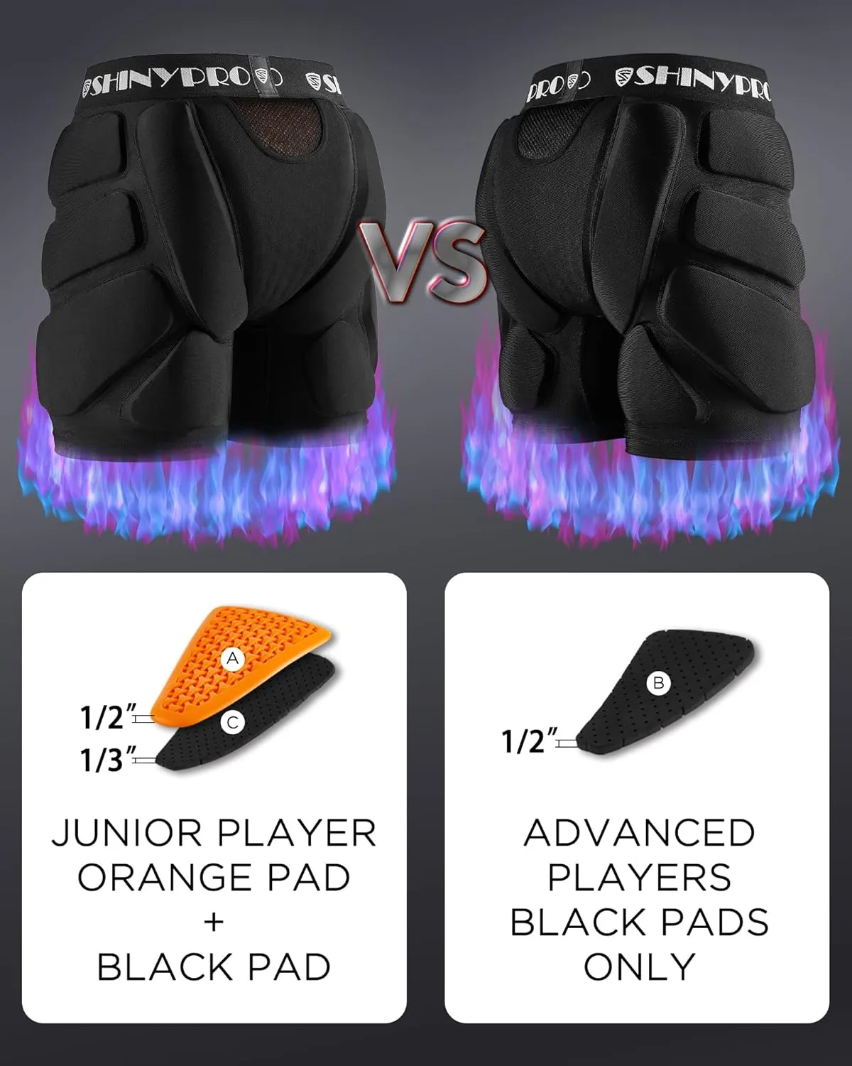 Protective Padded Shorts for Snowboarding and Skating,Tear Resistance Butt Pad Heavy Duty Protection