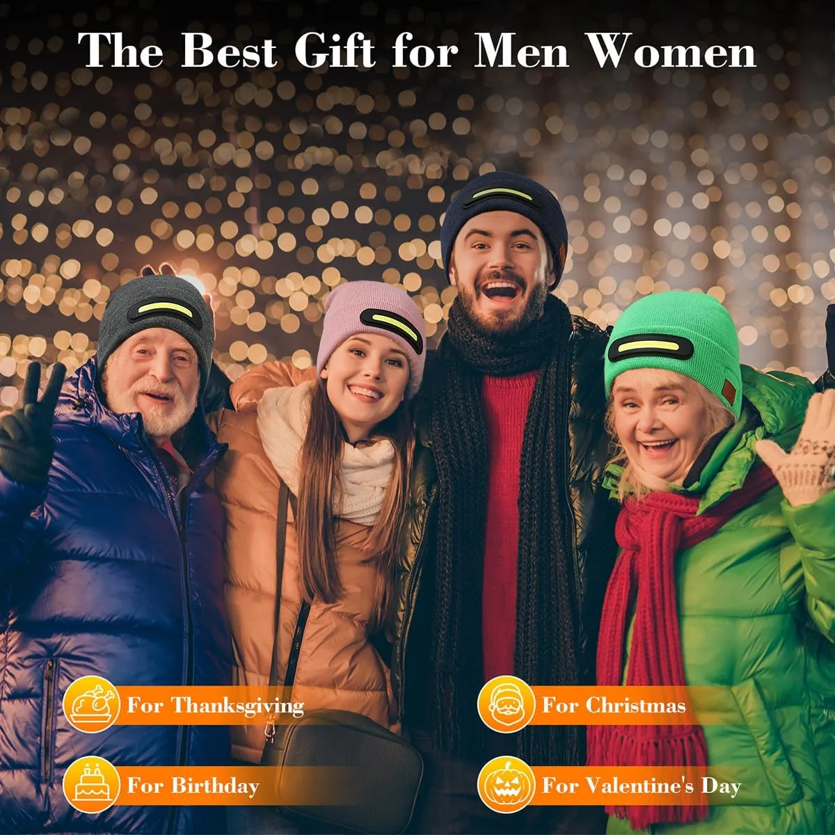 RANCOVY LED Beanie with Light, Unisex USB Rechargeable Headlamp Beanie Flashlight Beanie Hat for Men Women