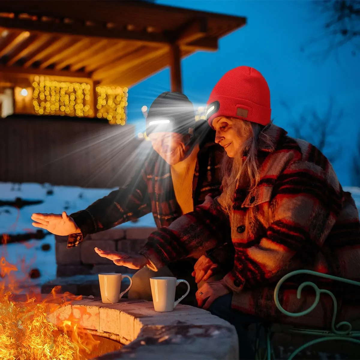 RANCOVY LED Beanie with Light, Unisex USB Rechargeable Headlamp Beanie Flashlight Beanie Hat for Men Women