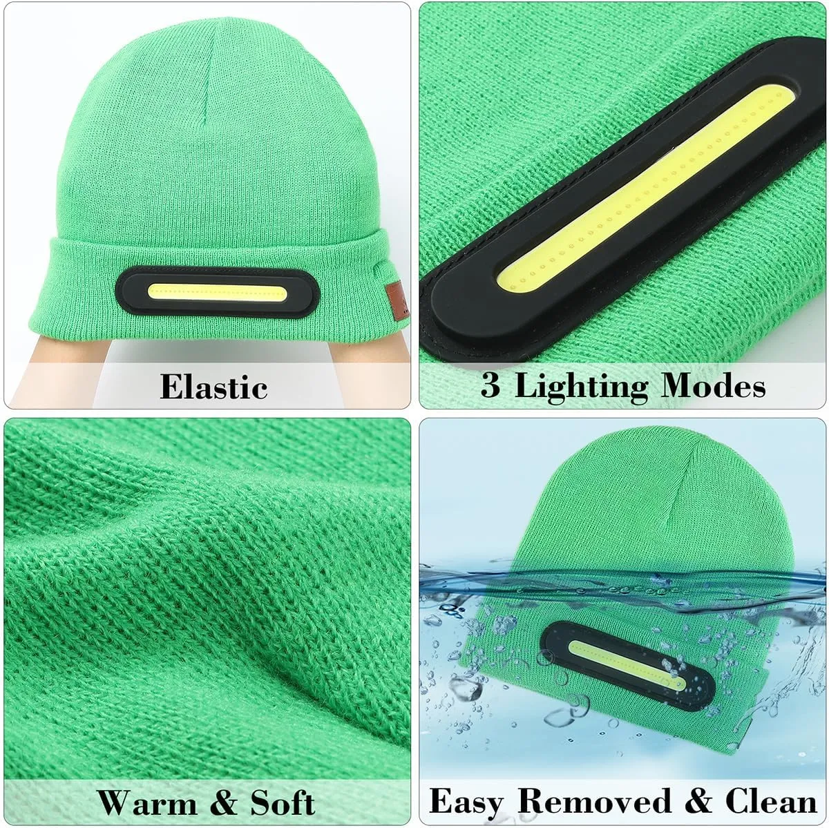 RANCOVY LED Beanie with Light, Unisex USB Rechargeable Headlamp Beanie Flashlight Beanie Hat for Men Women