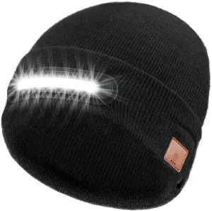 RANCOVY LED Beanie with Light, Unisex USB Rechargeable Headlamp Beanie Flashlight Beanie Hat for Men Women