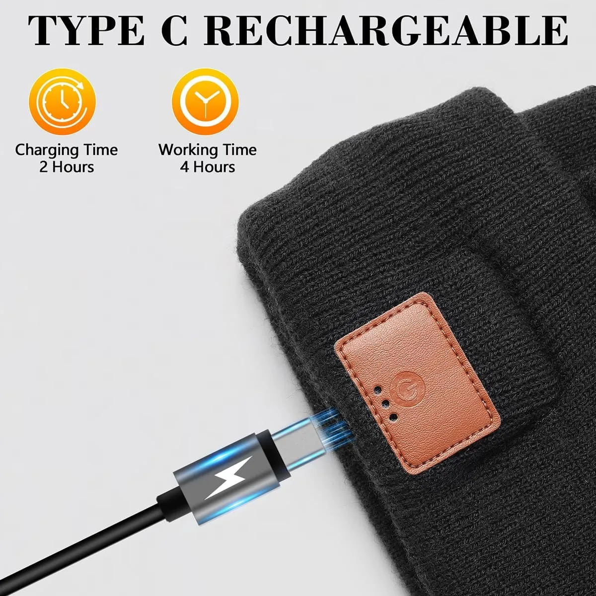 RANCOVY LED Beanie with Light, Unisex USB Rechargeable Headlamp Beanie Flashlight Beanie Hat for Men Women