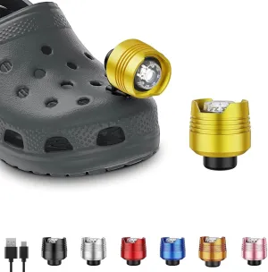 Rechargeable Headlights for Clog 2PCS, Flashlight Clog Charm Attachment Accessories for Shoes with 3 Light Modes for Dog Walking, Camping, Running, Suitable for Adults Kids Boys Girls Men Women