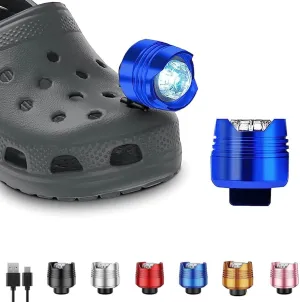 Rechargeable Headlights for Clog 2PCS, Flashlight Clog Charm Attachment Accessories for Shoes with 3 Light Modes for Dog Walking, Camping, Running, Suitable for Adults Kids Boys Girls Men Women