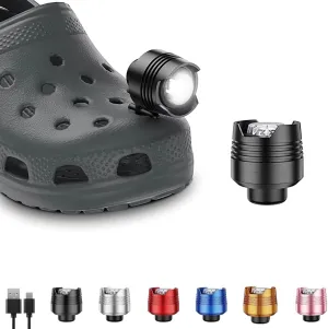 Rechargeable Headlights for Clog 2PCS, Flashlight Clog Charm Attachment Accessories for Shoes with 3 Light Modes for Dog Walking, Camping, Running, Suitable for Adults Kids Boys Girls Men Women