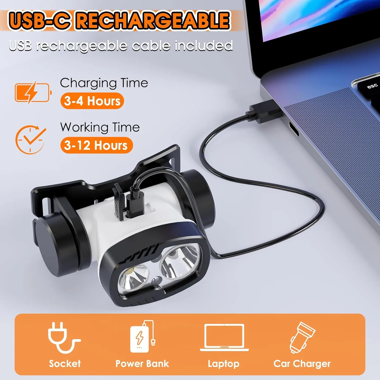 Rechargeable LED Headlamp Flashlight, 1500 Lumen Headlight with 9 Modes, Motion Sensor Head Lamp Camping Essentials Gear, Waterproof Head Light Flashlight for Hiking, Fishing, Cycling, Black