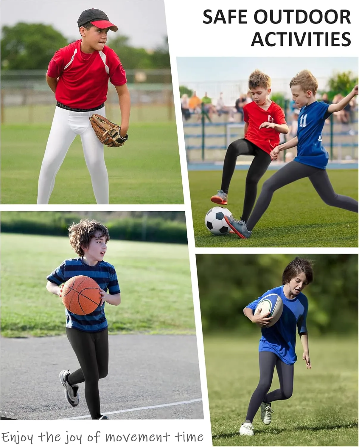 Roadbox Boys Compression Pants Youth Quick Dry Spandex Tights Leggings for Running Football Basketball