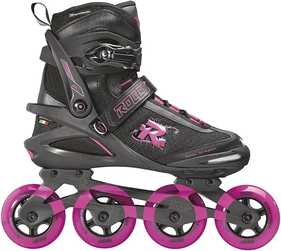 ROCES Women's Pic Tif Outdoor Breathable Fitness Comfort 4 80mm Wheels Racing Inline Skates with Memory Buckle, Easy Entry Boots, Glass Fiber Reinforced Shell & Aluminum Frame