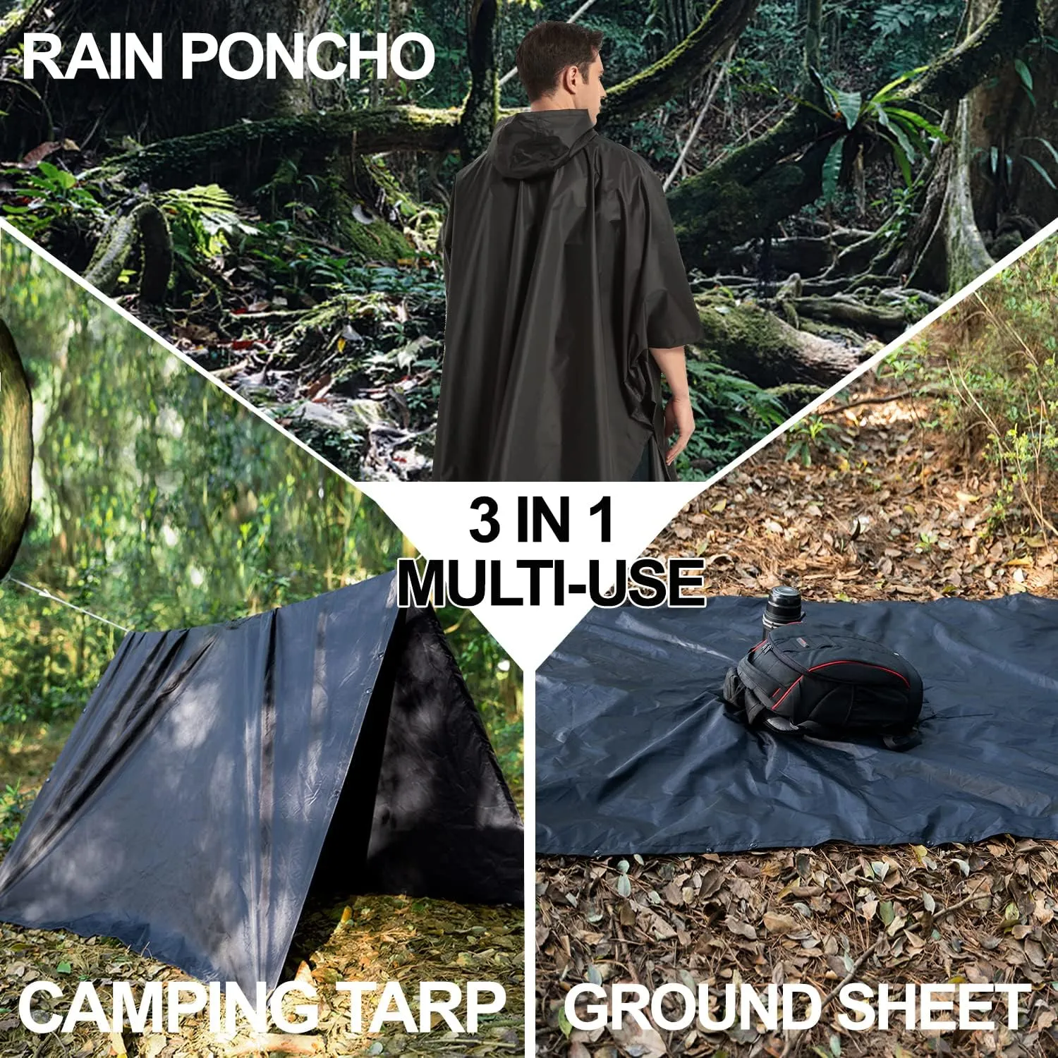 salamra Hooded Rain Poncho Waterproof Raincoat Jacket for Men/Women/Adults with Pocket