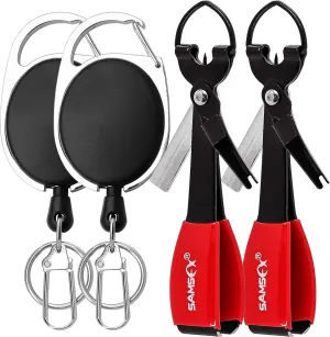 SAMSFX Fishing Knot Tying Tool, Multifunctional Fly Fshing Nippers, Quickly Tie Fishing Knots for Hooks, Lures and Flies, Fishing Clippers with Retractor