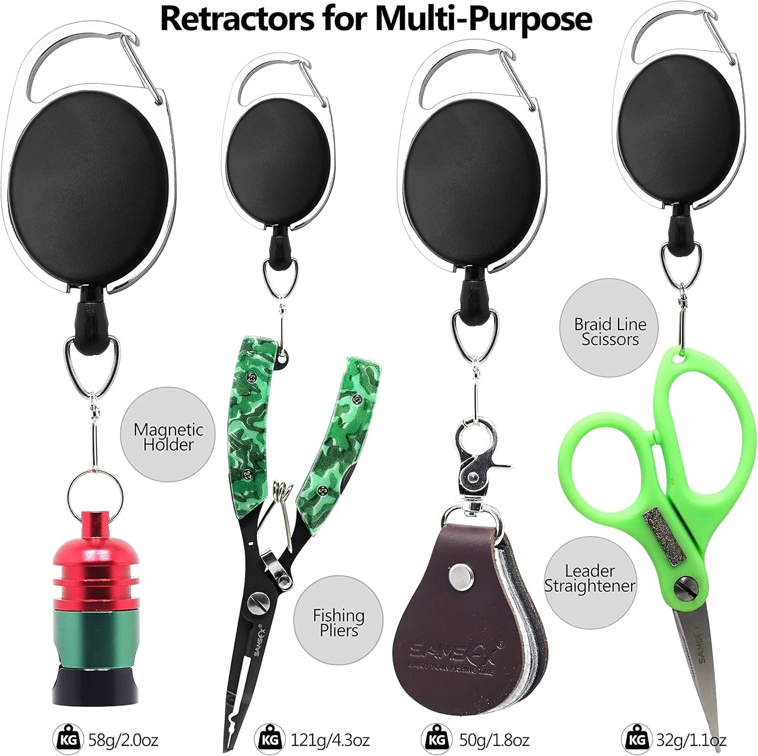 SAMSFX Fishing Knot Tying Tool, Multifunctional Fly Fshing Nippers, Quickly Tie Fishing Knots for Hooks, Lures and Flies, Fishing Clippers with Retractor