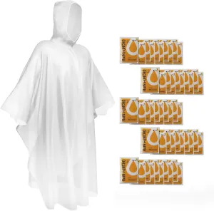 SaphiRose Disposable Rain Ponchos Emergency Clear Poncho