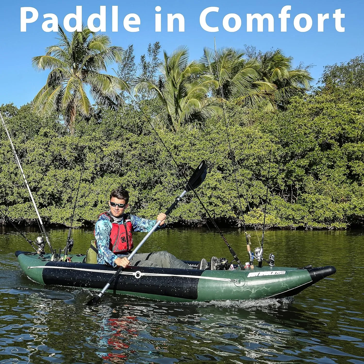 Sea Eagle 350FX Inflatable Explorer 1 Person 116 Fishing Kayak Fishing  Fishing, Touring, Camping & Whitewater