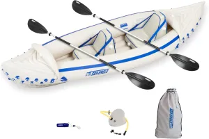 Sea Eagle SE330 Two Person Inflatable Kayak with Seats, Paddles, Bag-Affordable-Lightweight-Portable