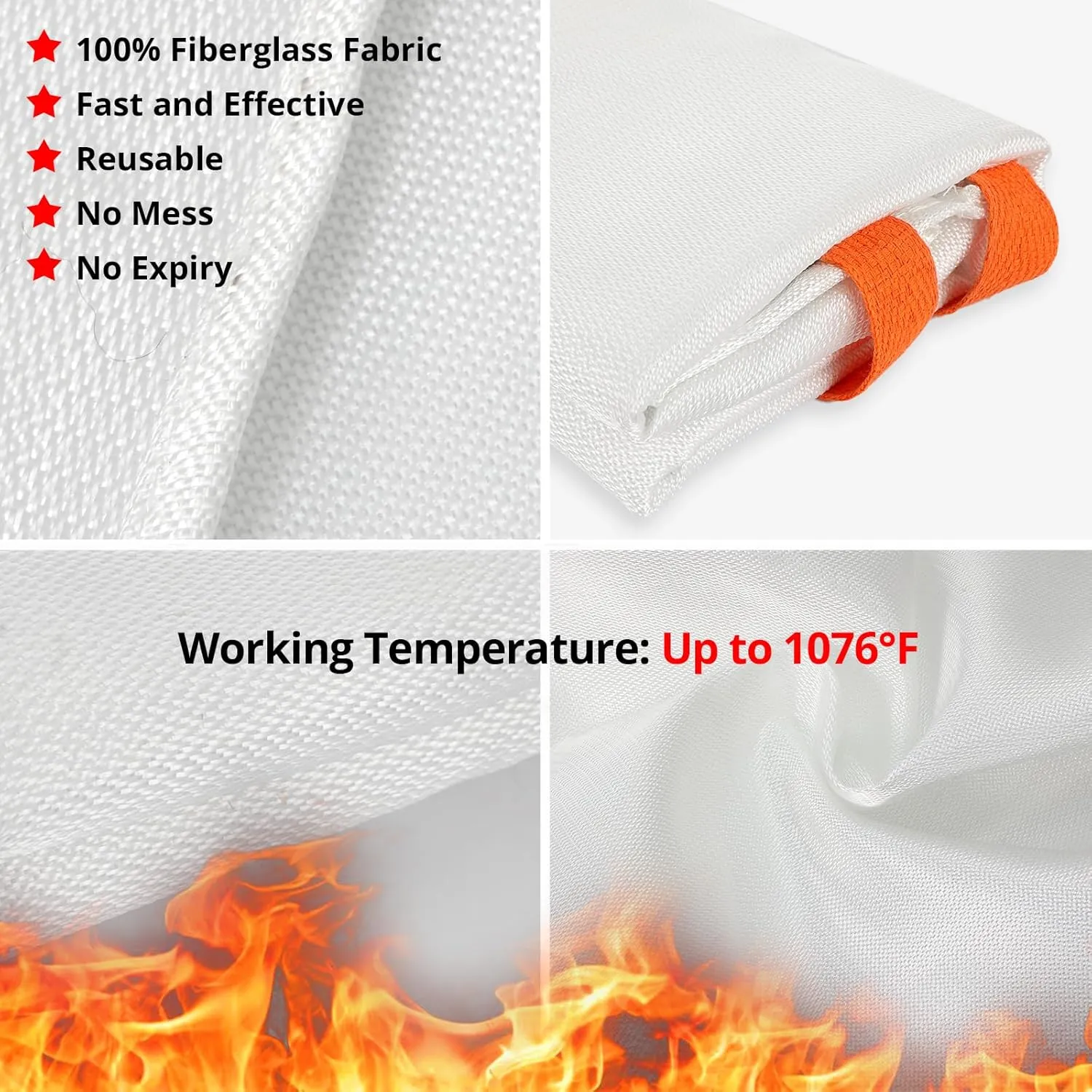 SecuCaptain Emergency Fire Blanket for Home Kitchen - 2 Pack 40"x40" Flame Suppression Fiberglass Fire Blankets for House Camping Car Office Warehouse Survival Safety