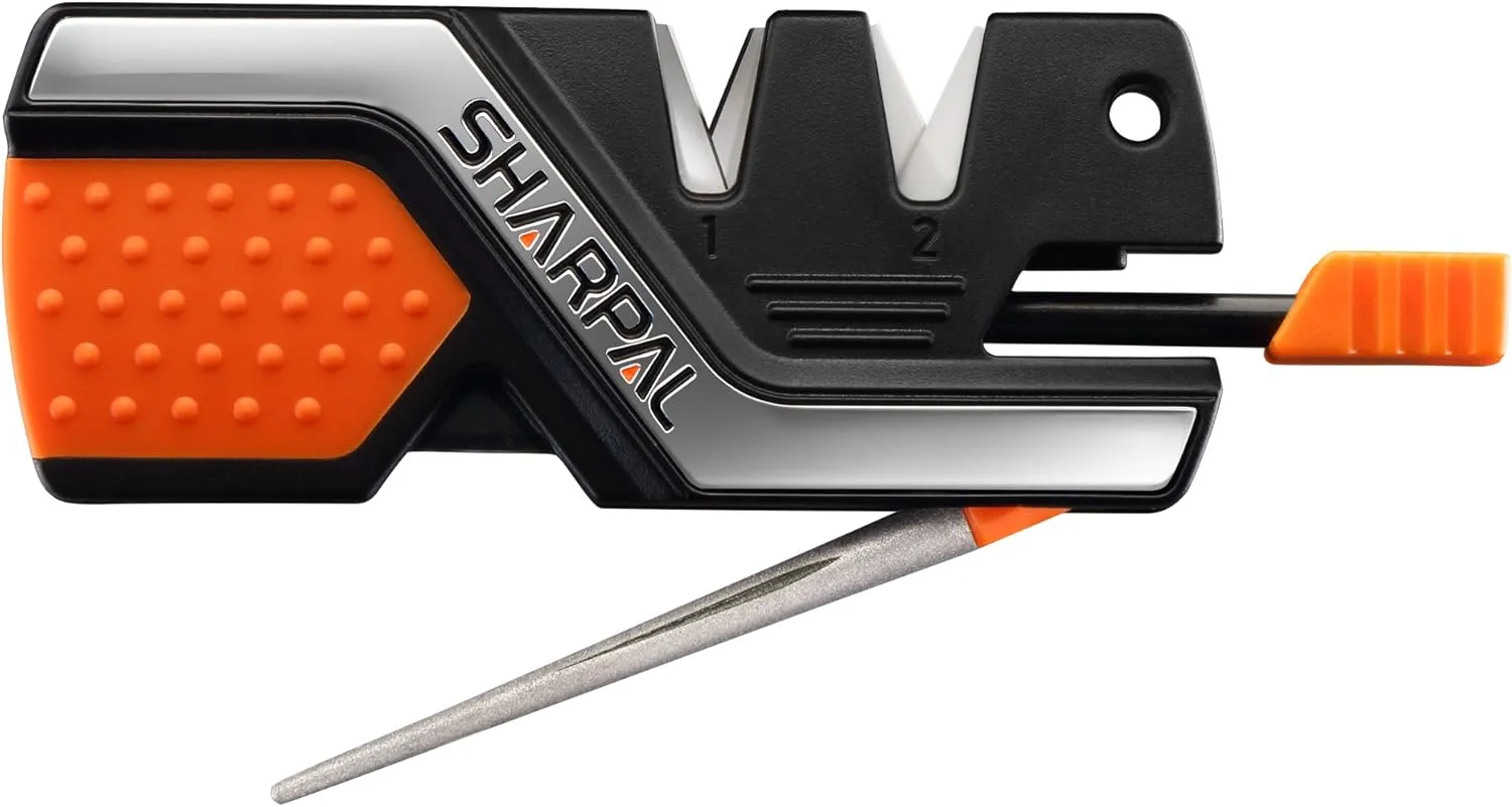 SHARPAL 101N 6-In-1 Pocket Knife Sharpener & Survival Tool, with Fire Starter Ferro Rod, Whistle & Diamond Sharpening Rod, Quickly Repair, Restore and Hone Straight and Serrated Blade