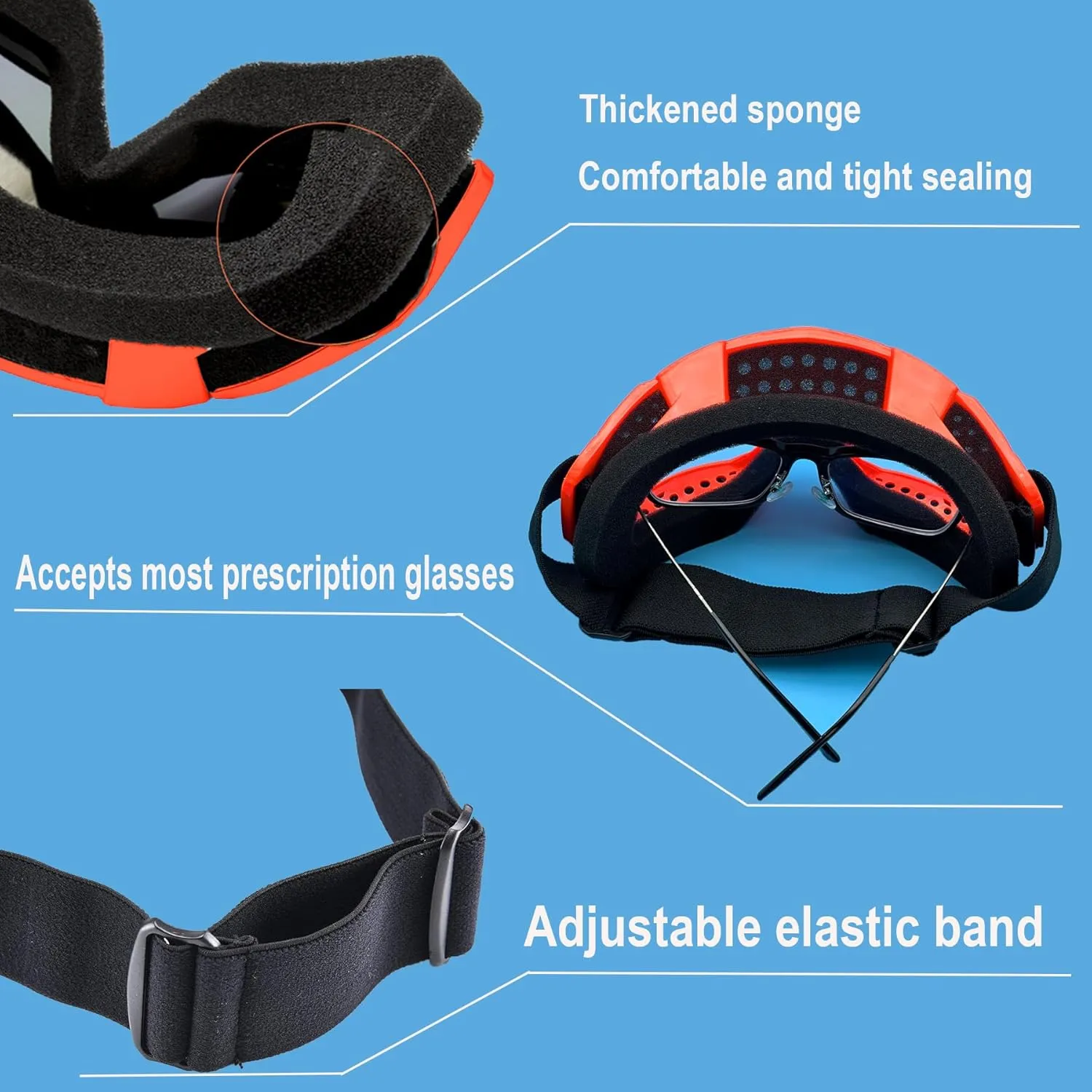 Ski Goggles, Snowboard Motorcycle Goggles with Reflective Winter Neck Gaiter Face Cover for Youth Teens Men Women
