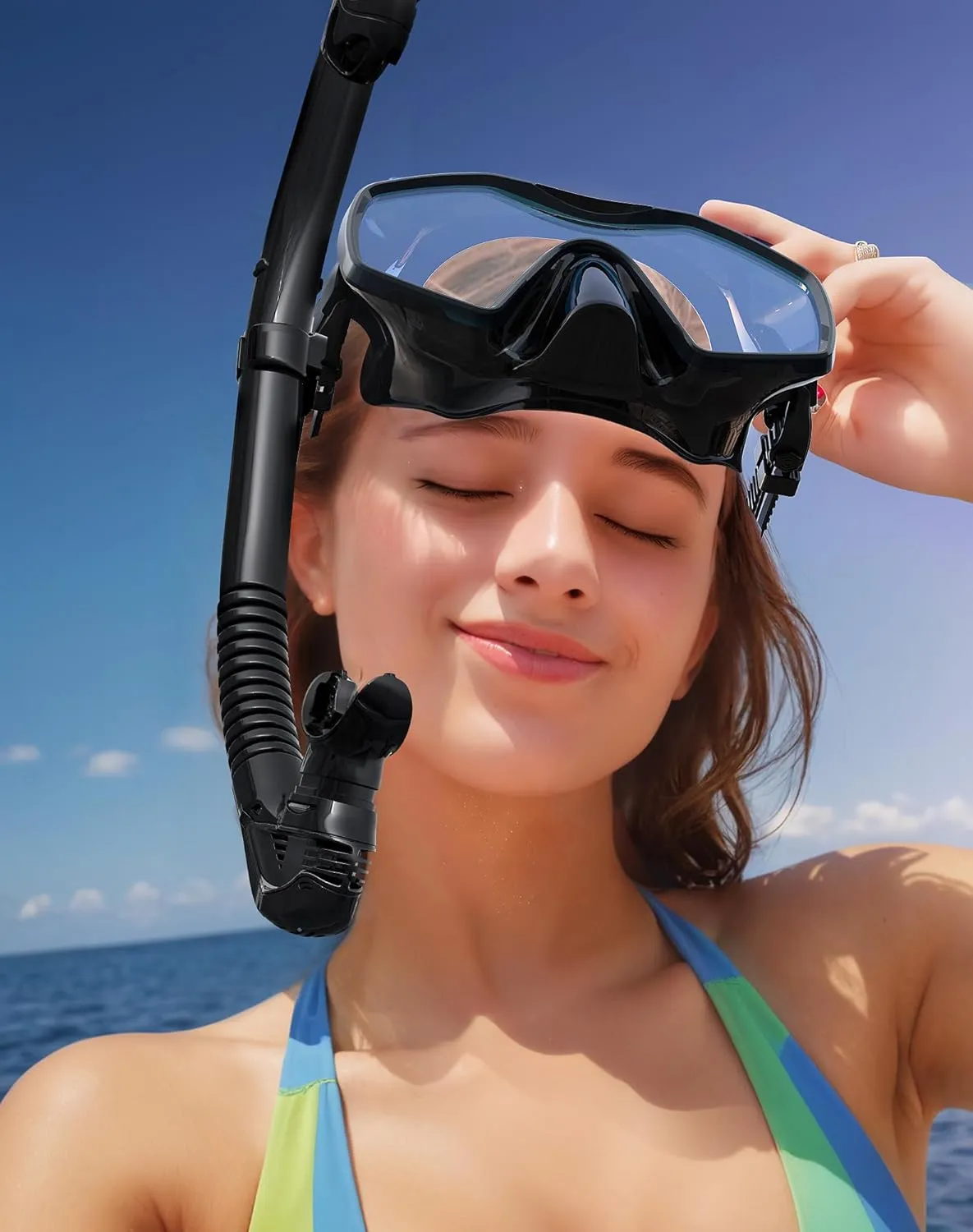 Snorkeling Gear for Adults, Dry Top Snorkel Mask Adult, Snorkel Set with 180Panoramic Wide View, Anti-Fog Scuba Diving Mask for Snorkeling Swimming Travel