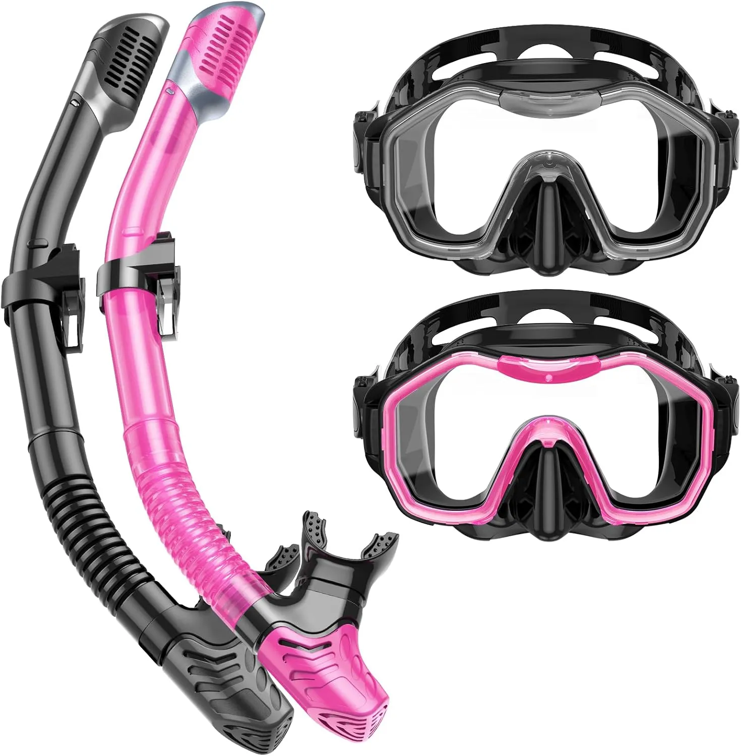 Snorkeling Gear for Adults Kids, Dry-Top Snorkel Set, 180Panoramic Wide View Diving Mask Breathing Freely Snorkel Mask for Snorkeling Scuba Diving Swimming Travel