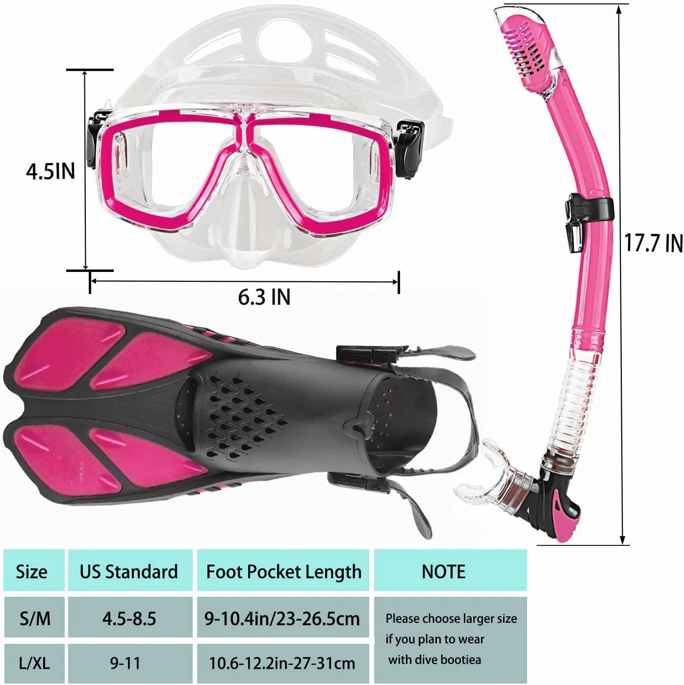 Snorkeling Gear for Adults with Fins Scuba Diving Gear Adult Professional Travel Snorkel Sets with Flippers,Anti-Fog Anti-Leak Diving Mask