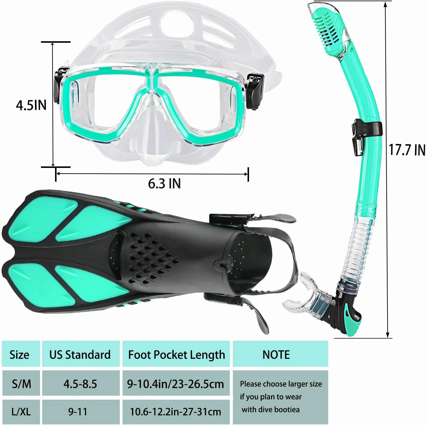 Snorkeling Gear for Adults with Fins Scuba Diving Gear Adult Professional Travel Snorkel Sets with Flippers,Anti-Fog Anti-Leak Diving Mask