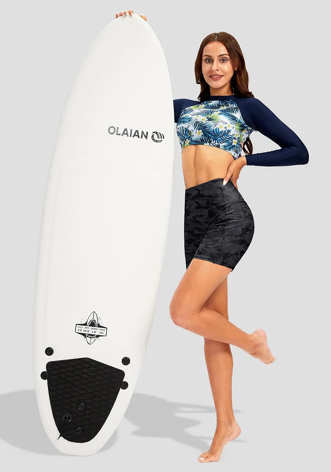 Soothfeel Women's High Waisted Swim Board Shorts 5 Inch UPF 50  Tummy Control Bathing Suit Bottoms for Women with Pockets