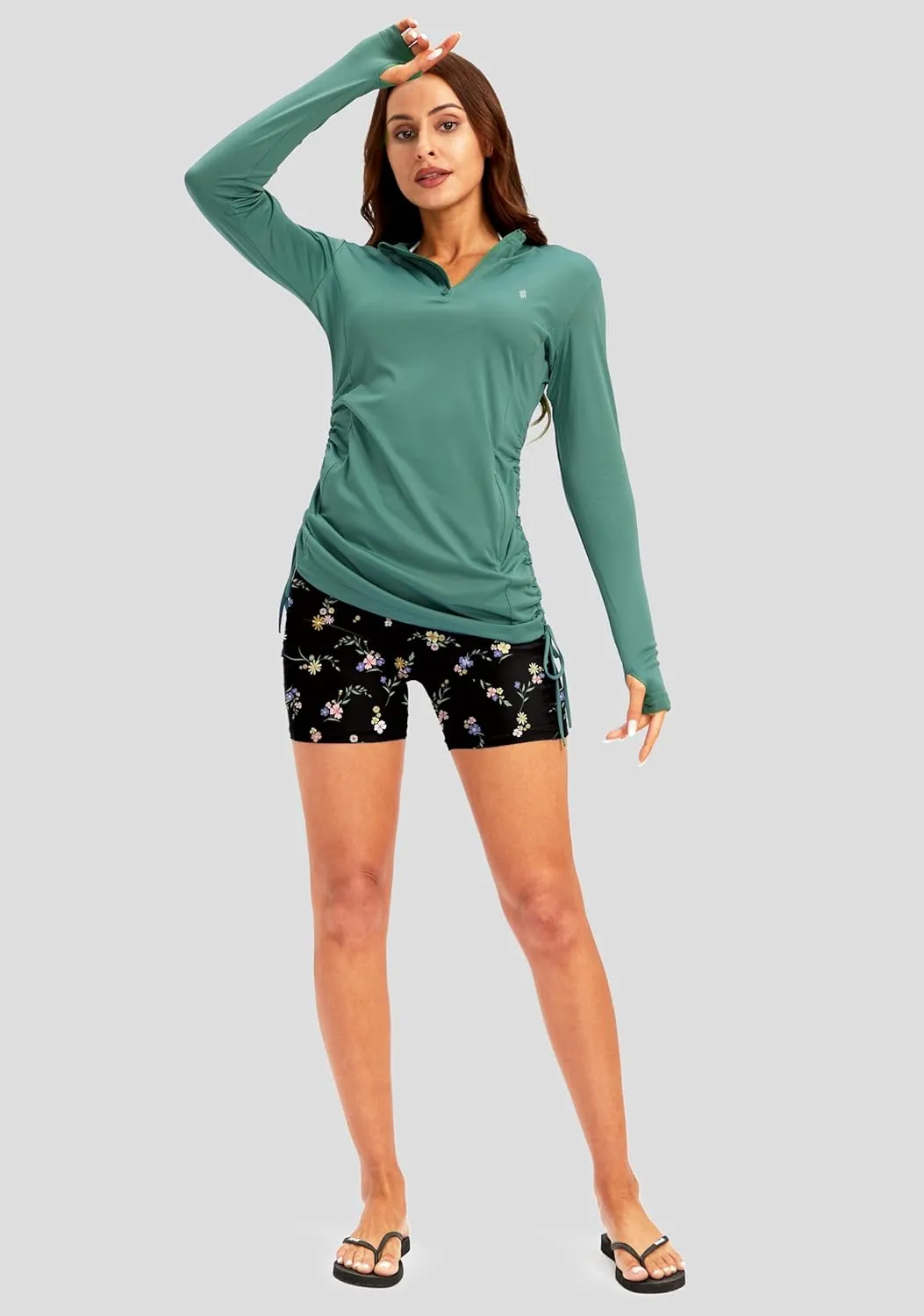 Soothfeel Women's High Waisted Swim Board Shorts 5 Inch UPF 50  Tummy Control Bathing Suit Bottoms for Women with Pockets