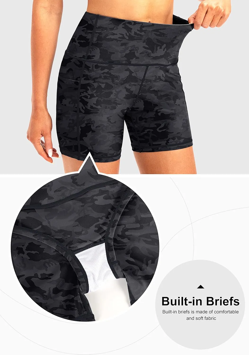 Soothfeel Women's High Waisted Swim Board Shorts 5 Inch UPF 50  Tummy Control Bathing Suit Bottoms for Women with Pockets