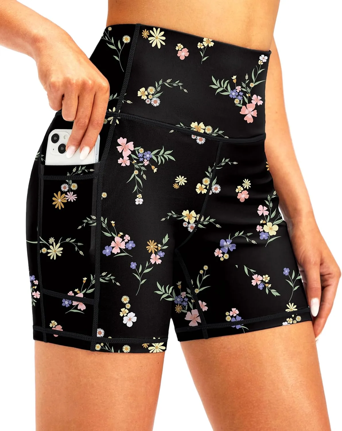 Soothfeel Women's High Waisted Swim Board Shorts 5 Inch UPF 50  Tummy Control Bathing Suit Bottoms for Women with Pockets