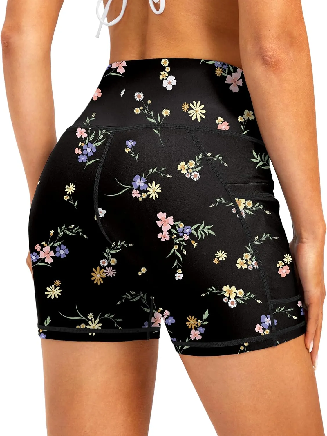 Soothfeel Women's High Waisted Swim Board Shorts 5 Inch UPF 50  Tummy Control Bathing Suit Bottoms for Women with Pockets