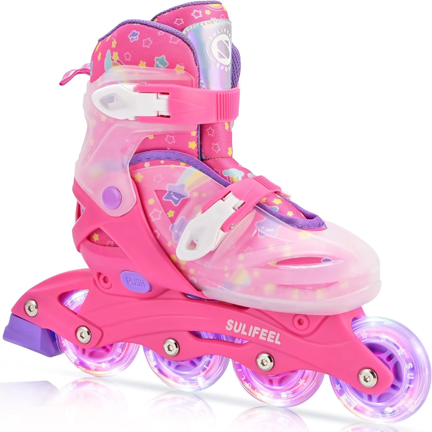 SULIFEEL Inline Skates for Girls Boys Kids Ages 3-10 with Light Up Wheels, Adjustable 4 Sizes for Kids Toddler Youth Beginner Indoor & Outdoor
