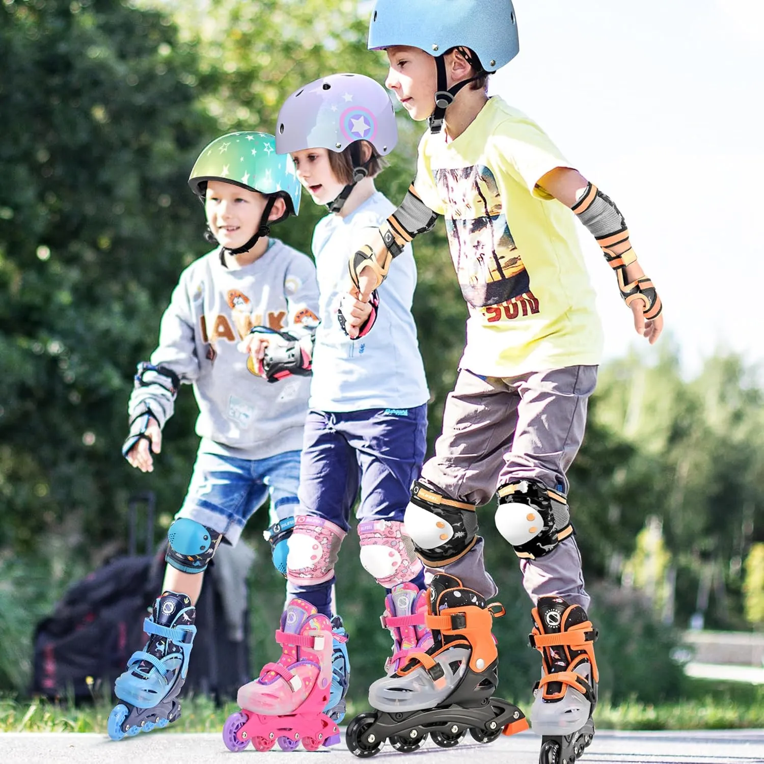 SULIFEEL Inline Skates for Girls Boys Kids Ages 3-10 with Light Up Wheels, Adjustable 4 Sizes for Kids Toddler Youth Beginner Indoor & Outdoor