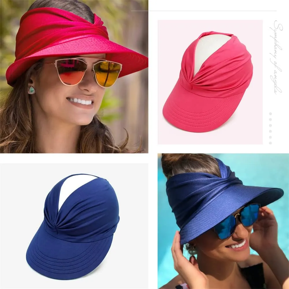 Sun Hat Women Sun Beach Visor Cap UV Protection with Wide Brim for Sports Beach Golf Hiking
